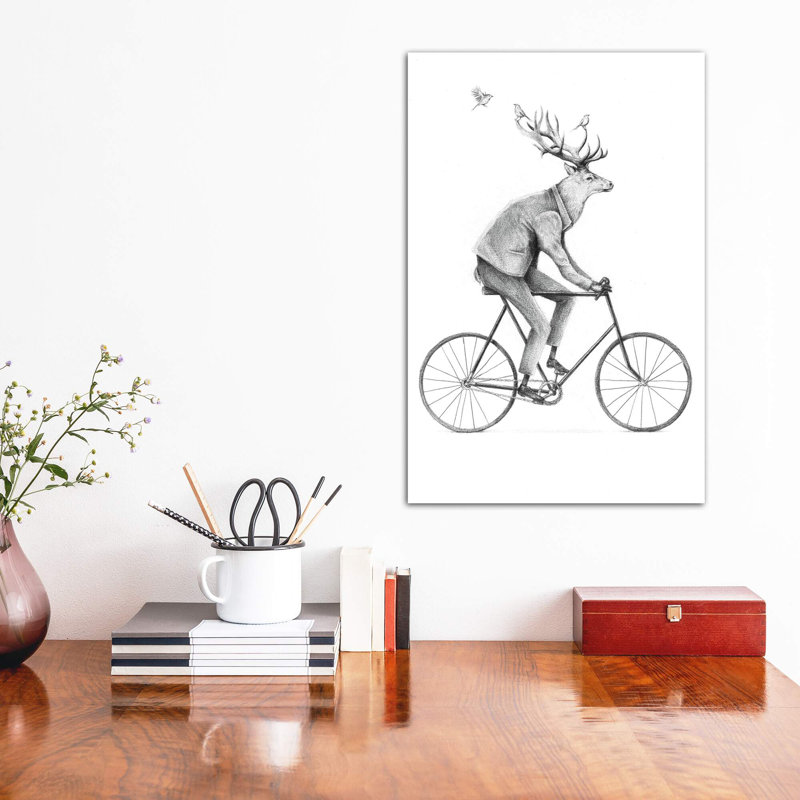 «Even a Gentleman Rides» par Mike Koubou - impression d'art graphique, H 48 po x l 32 po x P 1,5 po, Toile tendue