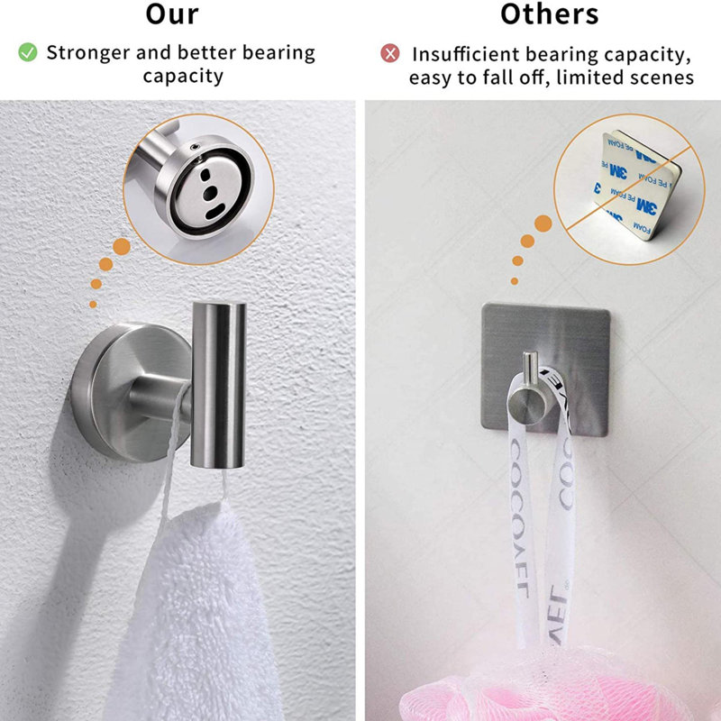 Stainless Steel Wall Mounted Bathroom Hardware Set (4 pcs), Brushed Nickel