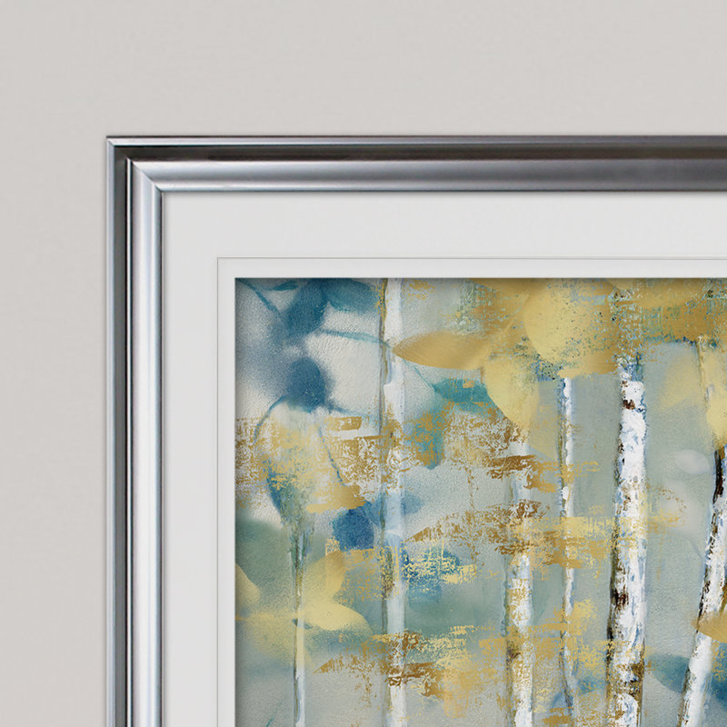 «Gilded Forest I», reproduction de peinture acrylique encadrée, Argent, H 28 po x l 38 po x P 1,5 po