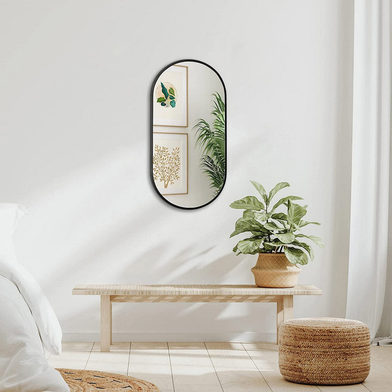 Miroir ovale 20 po x 33 po, Noir