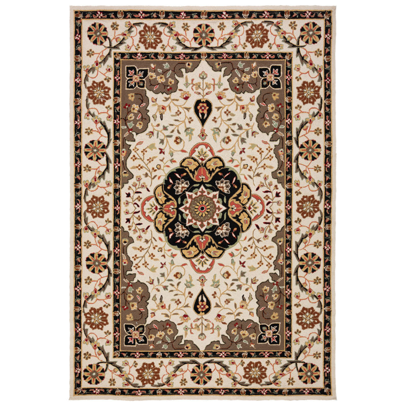 Tapis beige crocheté à la main Bryonhall, Rectangle 3 pi x 5 pi