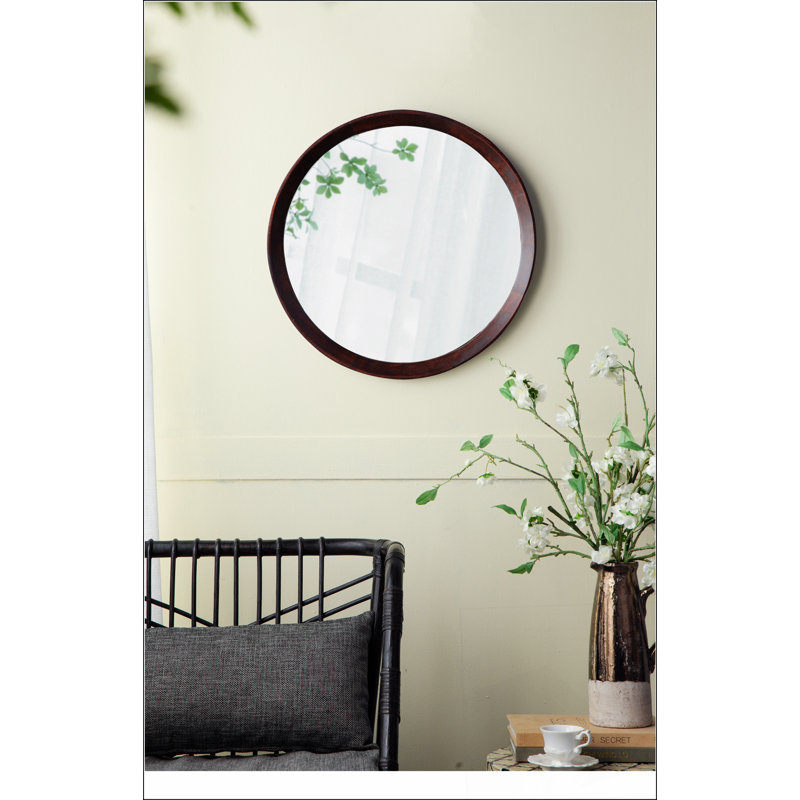 Miroir mural de style transitionnel en bois de manguier de 20 pouces, parfait pour les murs de galerie et l'éclairage de pièce