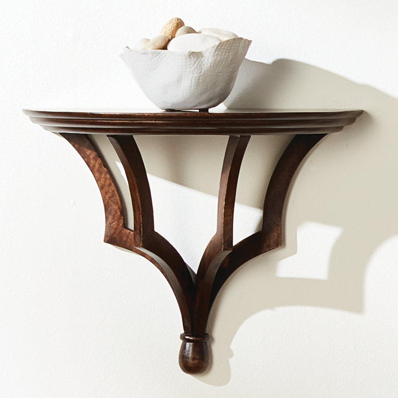 Gianinna Half-circle Mango Bracket Shelf, Brown, 10.75" H x 13.75" W x 7" D