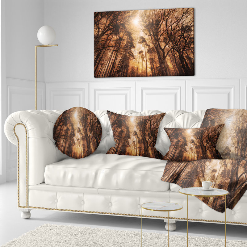 Coussin décoratif pittoresque forêt d'automne - paysage