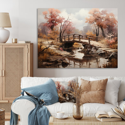 Brown Bridge Rustic Charm An - Architecture Canvas Wall Art