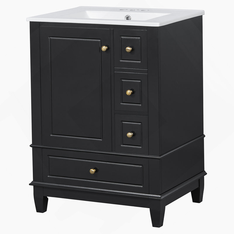 Meuble-lavabo 24 po avec lavabo en céramique, Black