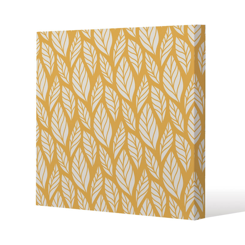 Leaf Pattern on Slim Style Canvas Print , 15mm Slim Real wood., 20 cm H x 20 cm W
