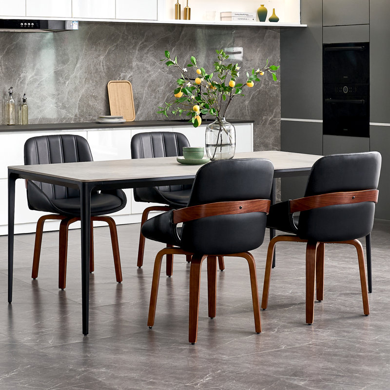 Chaises de salle à manger rembourrées Modern, Noir