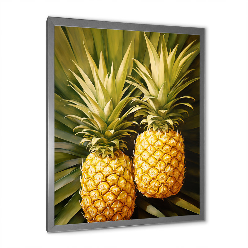 Pinapple Golden Grove III sur toile, Cadre photo argenté, H 32 po x l 24 po x P 1 po