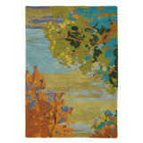 Landscape Floral Handmade Tufted Wool Teal/Yellow/Blue Area Rug