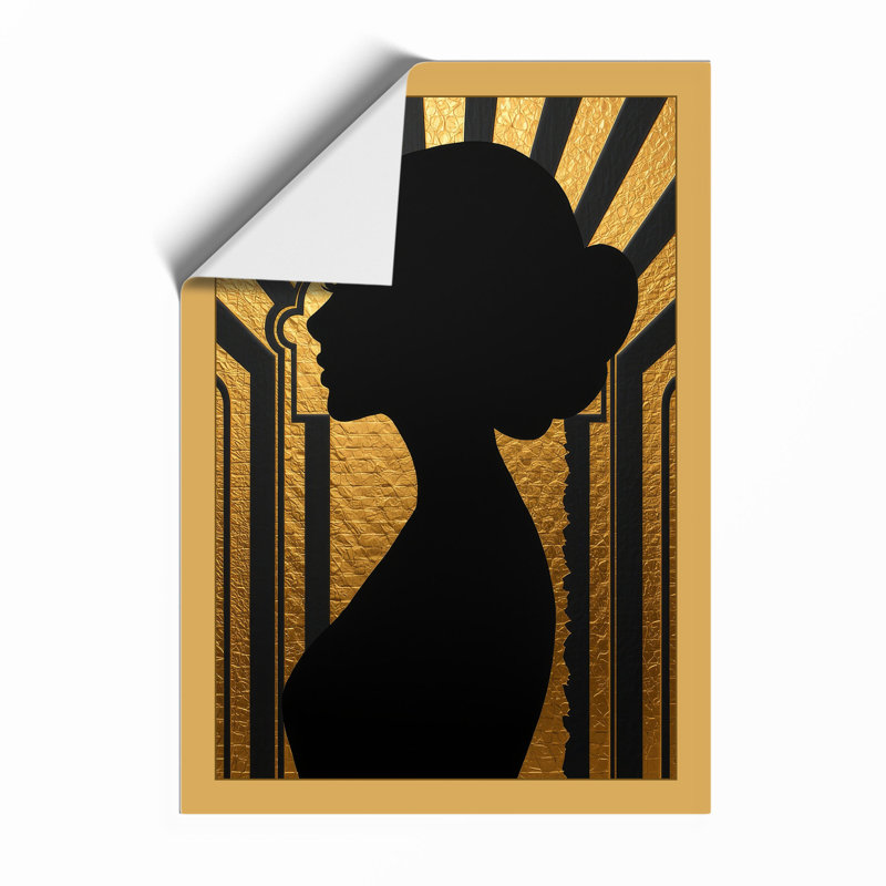 Golden Profile Art Deco - Framed Print, A3 - 42.0 x 29.7 cm, Unframed
