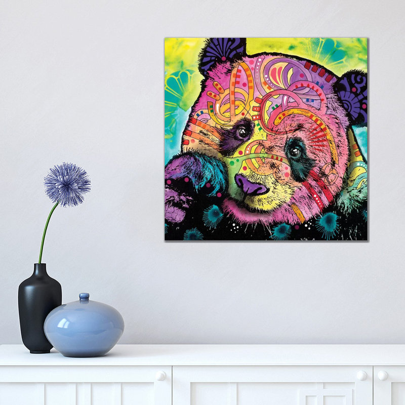 Psychedelic Panda by Dean Russo - Wrapped Canvas Print, 45.72 cm H x 45.72 cm W x 3.175 cm D