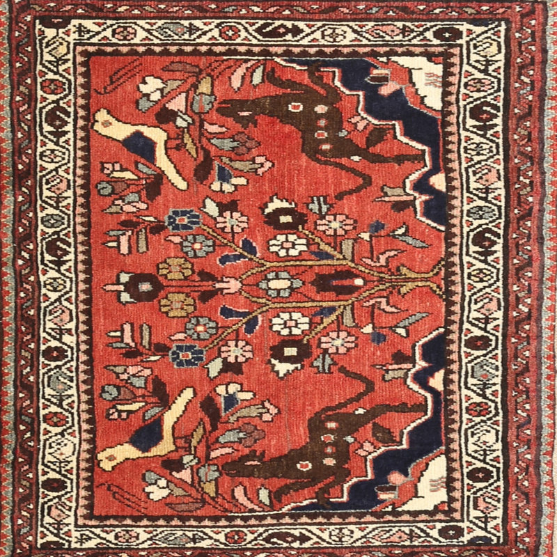 Tapis rouge à motif sud-ouest, Carré 5 pi