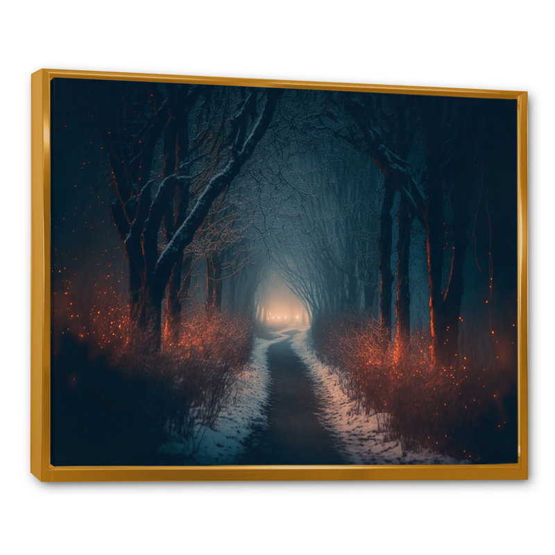 Wintercalm pendant la forêt Winter Time III - reproduction sur toile, H 16 po x l 32 po x P 1 po, Toile à cadre flottant doré