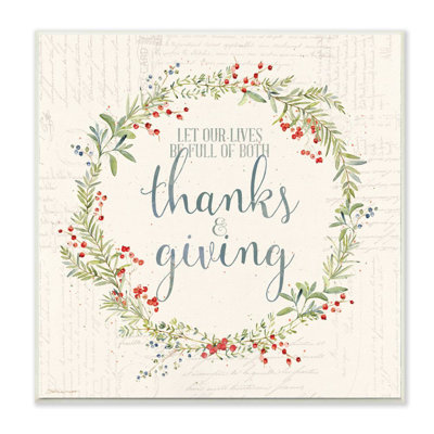 «Thanks And Giving Fall Season Seasonal Inspirational Word Design» par Stephanie Workman Marrott - reproduction d'art textuel