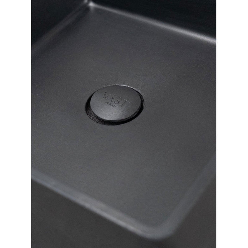 Vast Studio  Freestanding Rectangle Sink in Brown — Modern Concrete Bathroom Pedestal Basin, Black Elevated Concrete