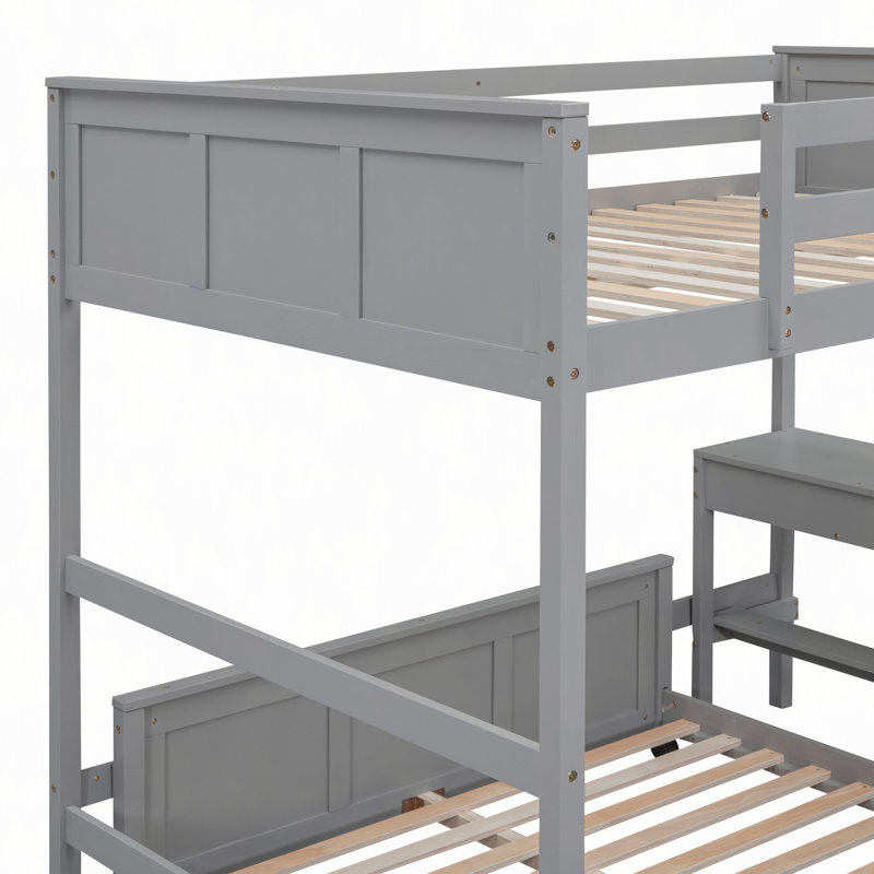 Lit superposé avec bureau, Gris