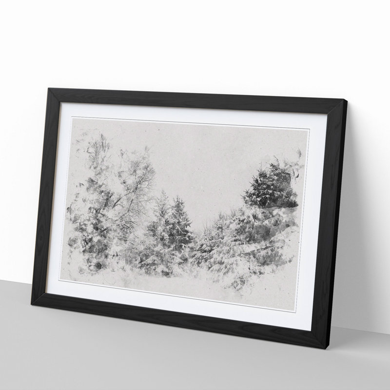 Winter Forest Vol.1 Watercolour - Picture Frame Graphic Art, 27cm H x 36cm W x 2cm D, Black
