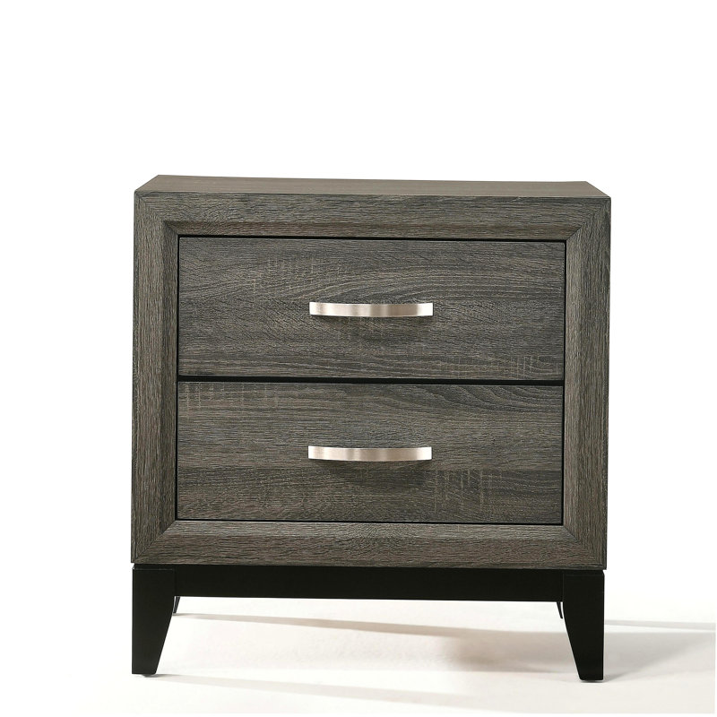 Weathered Grey 2-Drawer Nightstand