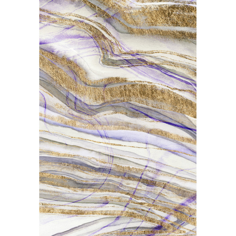 «Amethyst & Gold II» par Studio W - peinture sur toile tendue, H 30 po x l 20 po