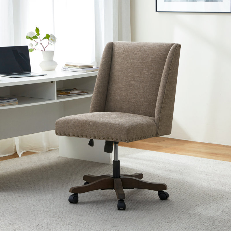 Chaise de bureau pivotante en chenille Mellins, Brun