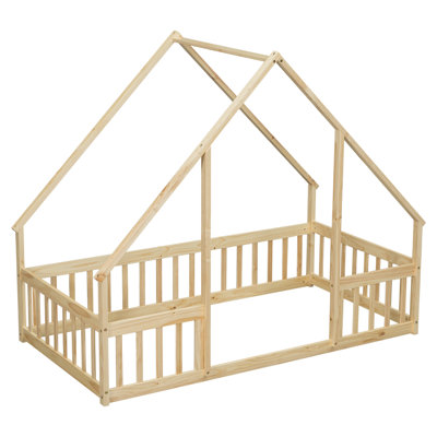 House-Shaped Floor Bed With Fence, Guardrails