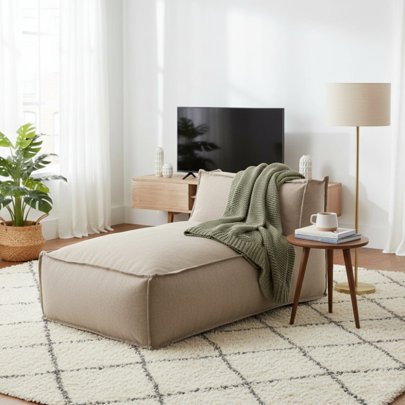 Fauteuil à billes Carl avec housse amovible, Polyester beige