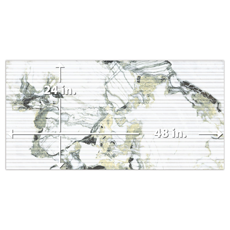 Touche Pleated Deco 23-1/2 In. X 47-1/8 In. Porcelain Floor And Wall Tile