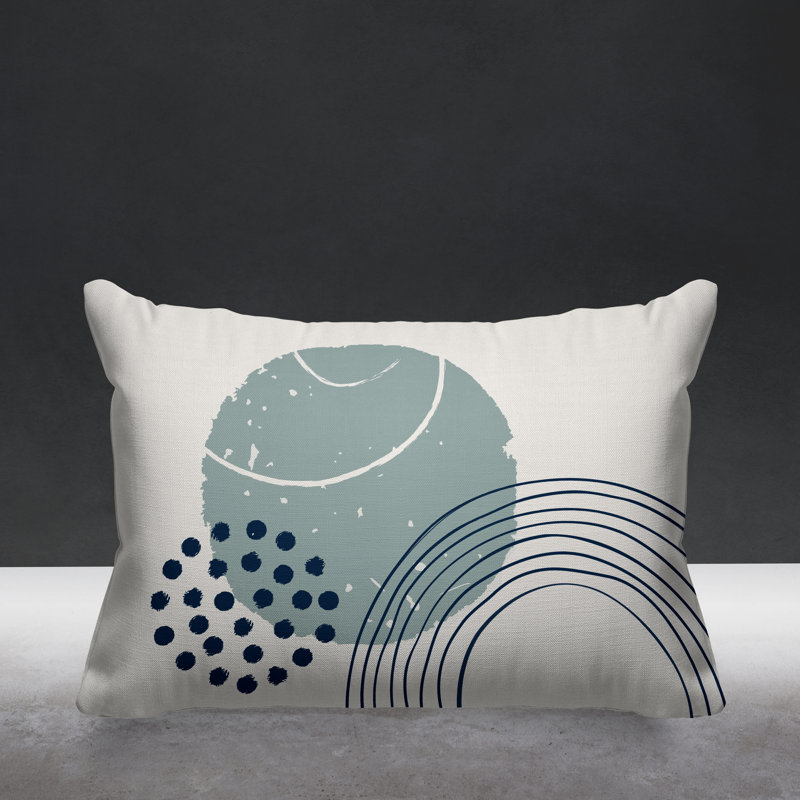 Coussin décoratif intérieur / extérieur Aida Minimalist, Gris / beige / bleu marine