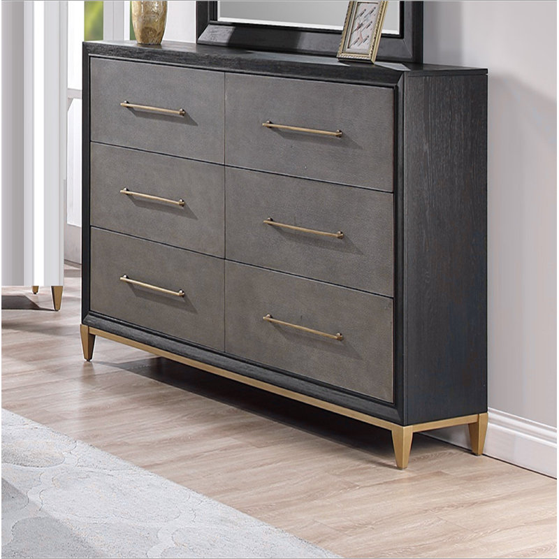 Commode en bois brossé 6 pièces