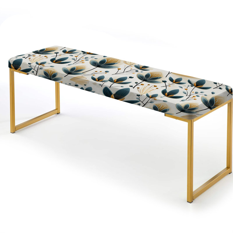 Collage scandinave jaune et blanc - banc rembourré botanique doré