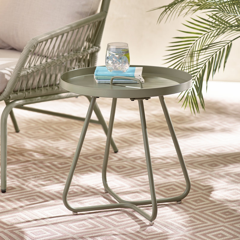 Seretta Metal Garden Side Table for Luxury Modern Patio or Bistro Set, Green