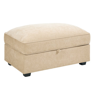 Blé - chenille tonique, structure unique avec accoudoirs intégrés et rangement escamotable pour le siège de l'ambiance de la maison en forme de croissant caché sous le repose-pieds