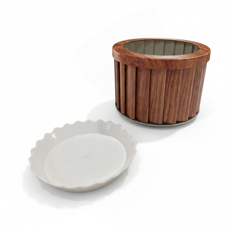 Pot rond Strata MD - brun moyen, 6.25" H x 8.38" W x 8.38" D, Chestnut
