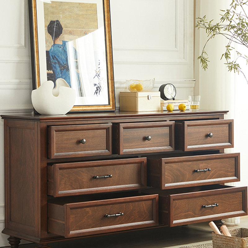 Simple all solid wood seven bucket locker, Brown
