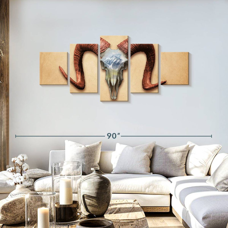 Daunting Ram Skull, 30" H x 68" W