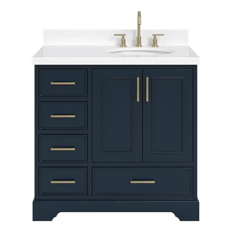 Meuble-lavabo simple avec plateau Abshire 37, Bleu minuit
