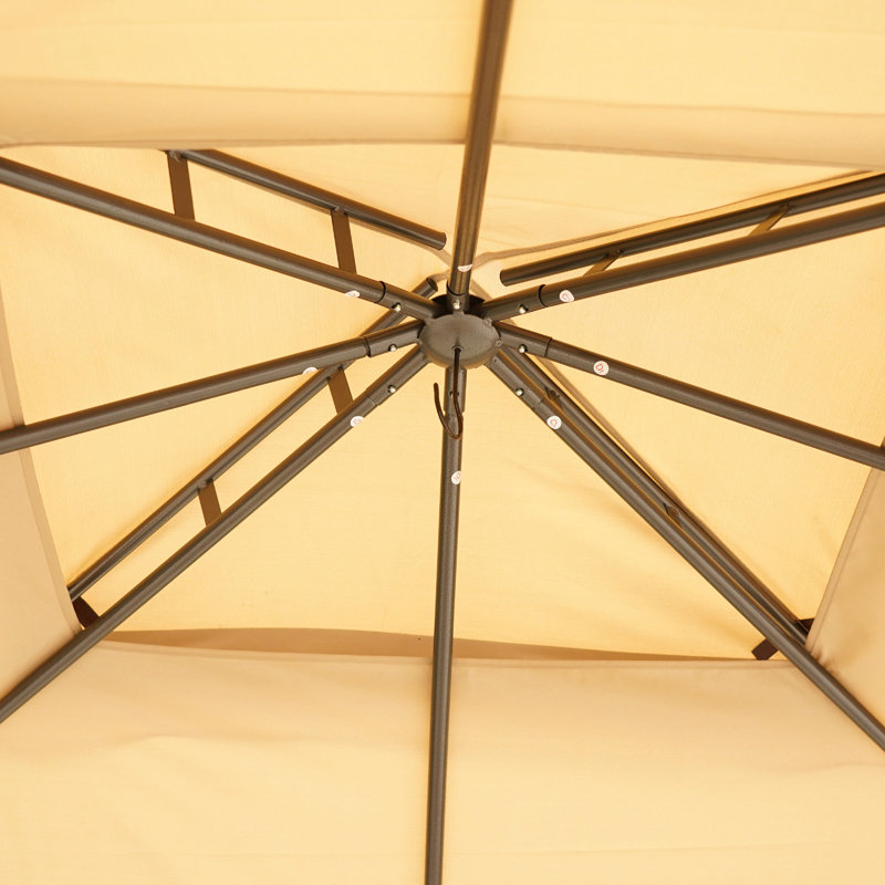 10' X 12' Outdoor Gazebo With Netting And Curtains, Patio Gazebo Canopy With 2-Tier Soft Top Roof And Steel Frame For Lawn, Garden, Backyard And Deck