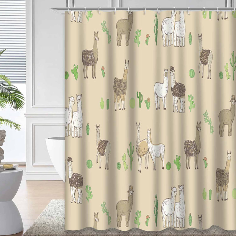 Rideau de douche imperméable Cactus, L 72 po x l 84 po