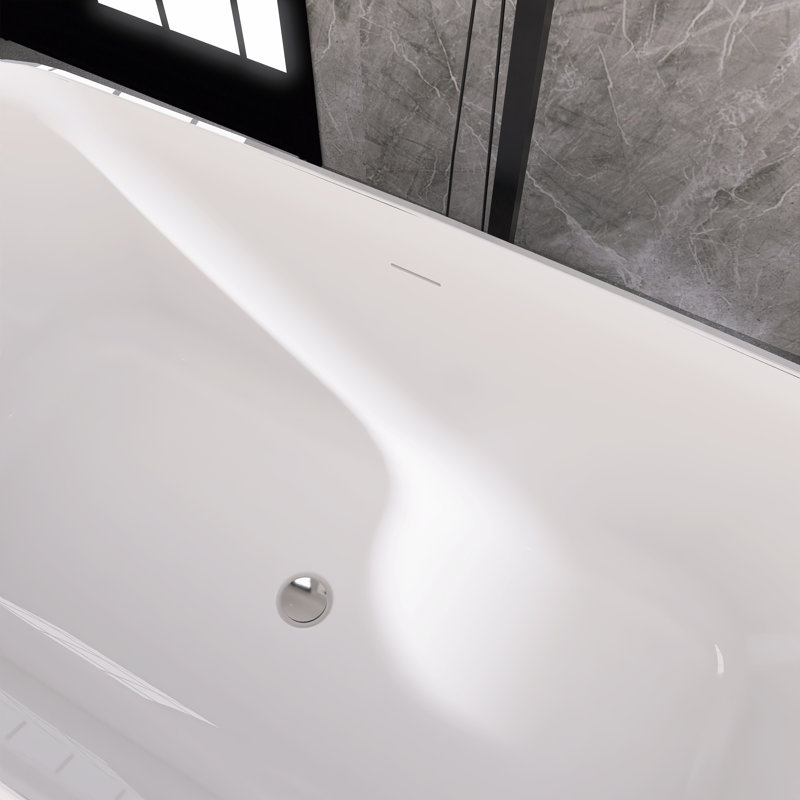67" Freestanding Soaking Acrylic Bathtub
