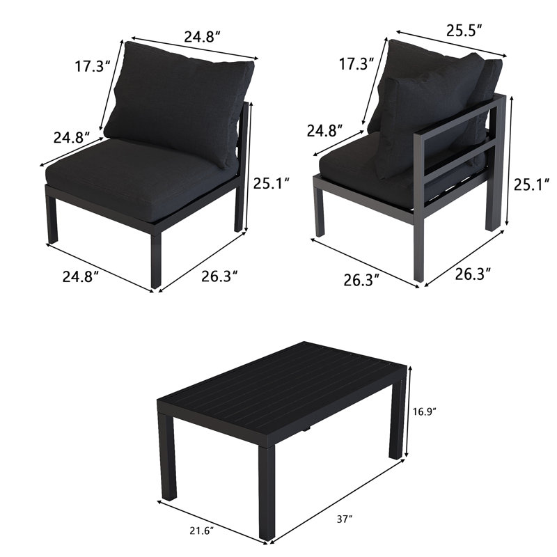 Bobur 6 - Person Modular Patio Conversation Sets with Cushions