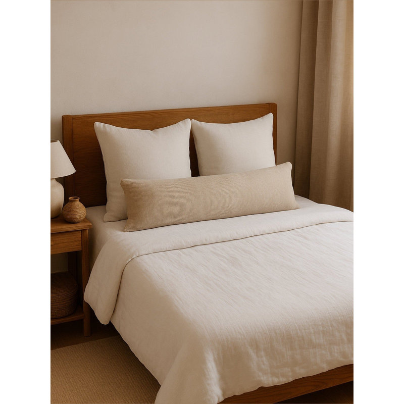 So Soft Linen Linen Throw Pillow, 22"H x 22"W, Down Blend, Warm Beige