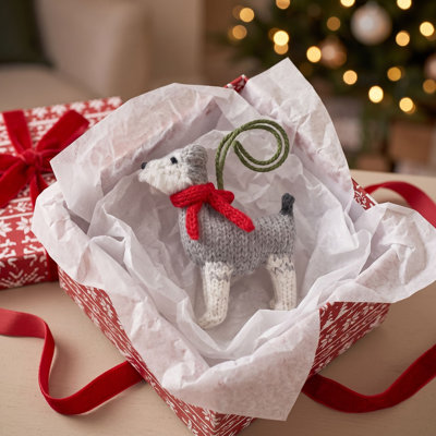 Schnauzer Dog Hand Knit Christmas Ornament