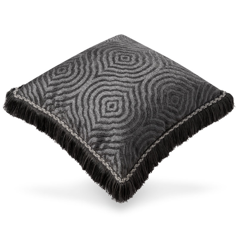 Charcoal Chic Fringed Throw Pillow