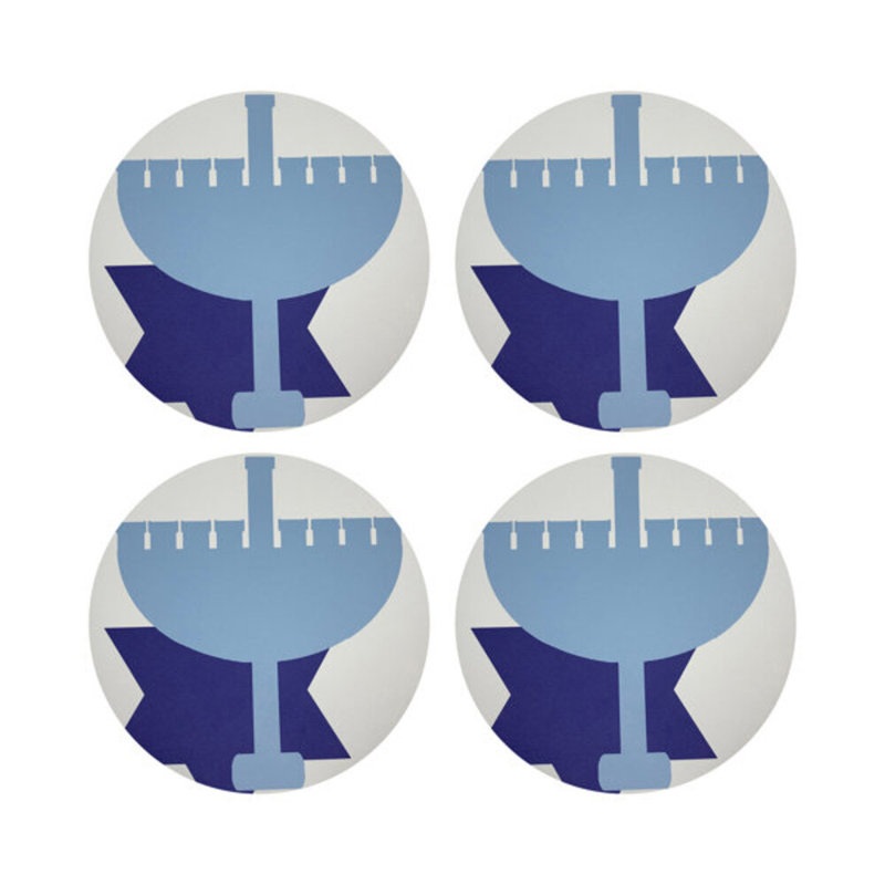 Menorah Vegan Leather Round Coasters
