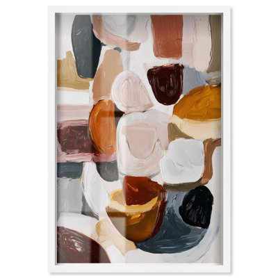 Art mural abstrait taupe coquillage Intermix II par Art Remedy, cadre blanc, 37 x 55