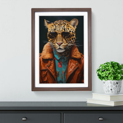 Leopard Neo-Plasticism - Single Picture Frame Print on Wood