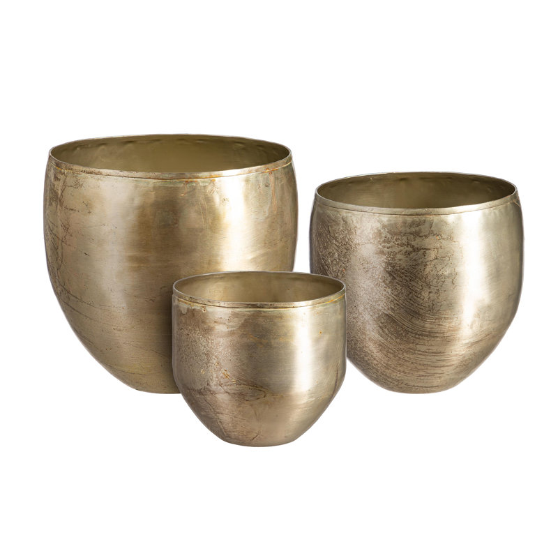 Ensemble de 3 pots de fleurs en métal glacé