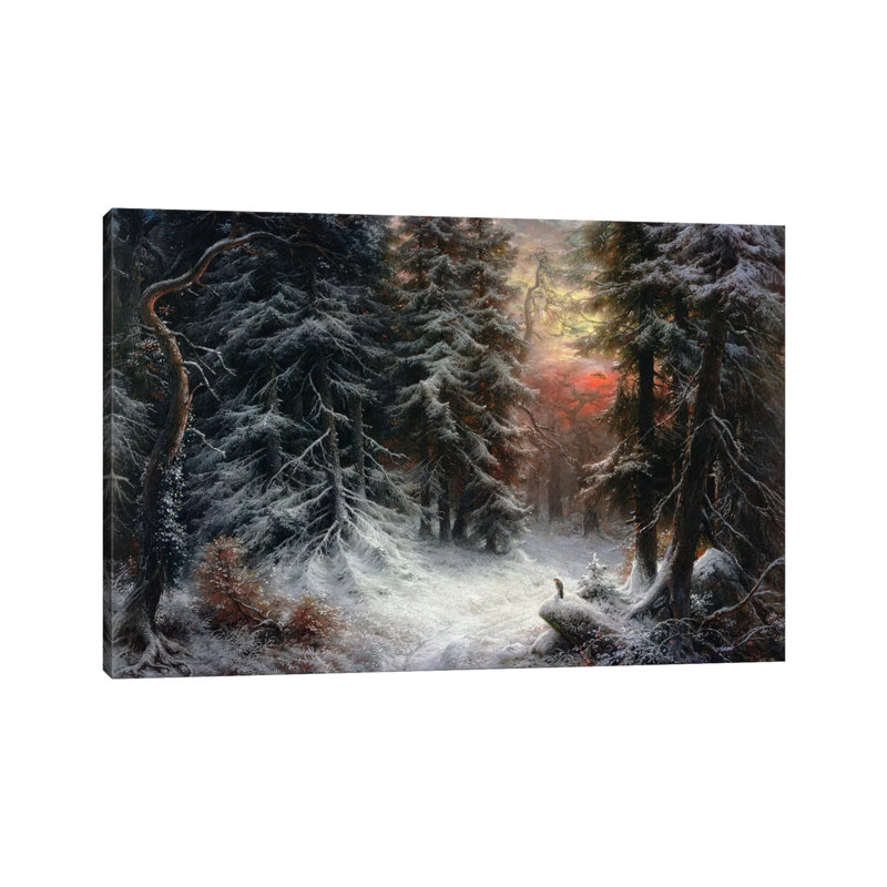 Scène de neige dans la forêt noire, 19e siècle - Giclée sur toile tendue avec châssis, H 26 po x l 40 po