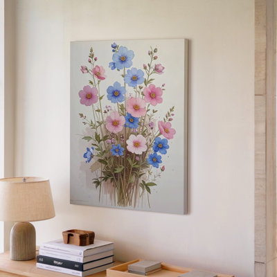 Wall Art Pastel Wildflower Bouquet Soft Spring Floral Art Celebrate The Gentle Canvas Ready To Hang Gallery Wrapped Home Decor Modern Design